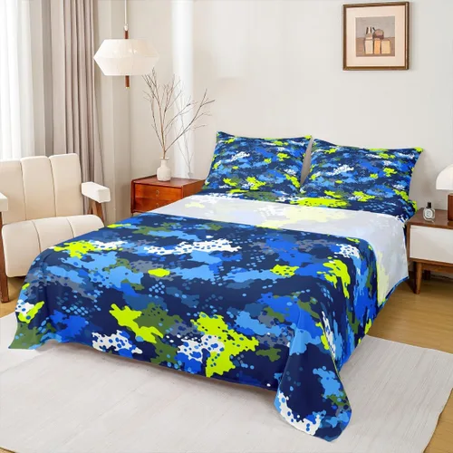 Miniatura 13 de Sábana bajera ajustable de 3 piezas con estampado de leopardo, tamaño individual, juego de ropa de cama de piel de guepardo para niños, bolsillo