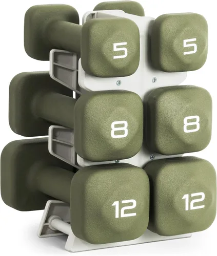 Miniatura 23 de Tone Fitness Juego de mancuernas de neopreno con estante de almacenamiento – Pesos de mano antideslizantes y antideslizamiento para entrenamientos