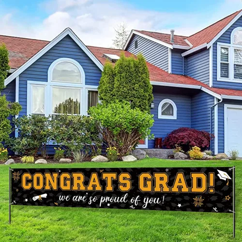 Miniatura 5 de Cartel de graduación de 37 piezas para decoración de globos de clase de 2026, pancarta de felicitaciones graduadas para decoración al aire libre