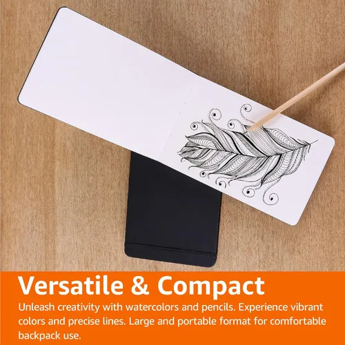 Miniatura 8 de Amazon Basics Cuaderno de bocetos de arte, tamaño L, 5.25 x 8.25 pulgadas, 72 hojas, blocs de bocetos para dibujar, color negro