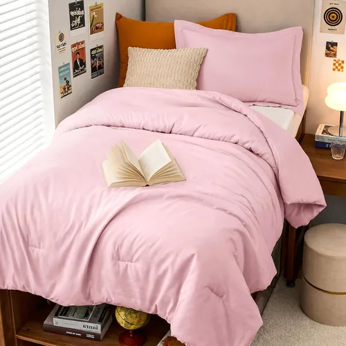 Miniatura 20 de MUXHOMO Juego de edredón beige tamaño individual/individual XL, ropa de cama alternativa ultrasuave para todas las estaciones. El juego de cama