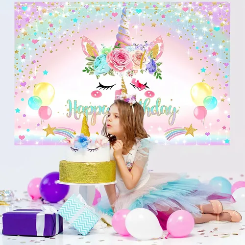 Miniatura 6 de Decoraciones de cumpleaños de unicornio para niñas, 118 piezas, suministros de fiesta temática de unicornio con kit de arco de guirnalda de globos