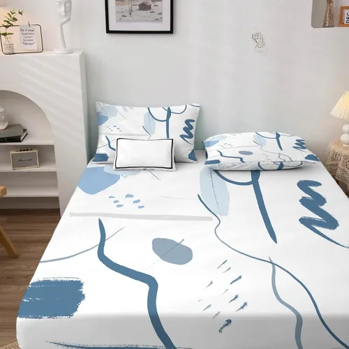 Miniatura 2 de NOGAWA Art Sheets - Juego de 4 piezas de sábanas abstractas, sábanas y fundas de almohada estampadas de tamaño matrimonial, sábana bajera ajustable