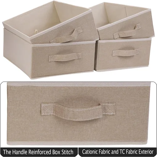 Miniatura 4 de Cajas de almacenamiento decorativas para organizar la ropa en un aparador, juego organizador de tela plegable con asas para ropa de cama, ropa