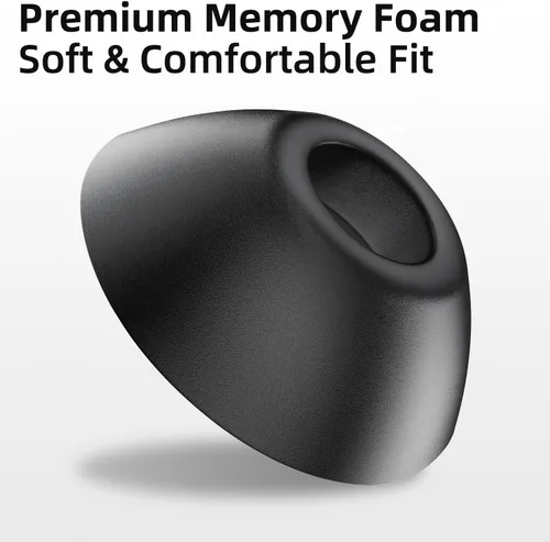 Miniatura 4 de Lanwow Almohadillas de espuma viscoelástica para AirPods Pro 3 2025, 4 pares, paquete variado XS, S, M, L, ajuste seguro, color negro