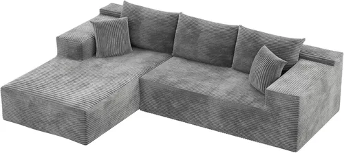 VICTONE Sofás Seccionales Cloud de 108", Sofá Sin Huesos Modular en Forma de L con Asiento Profundo, Sofás Tapizados de Comodidad Moderna para Sala