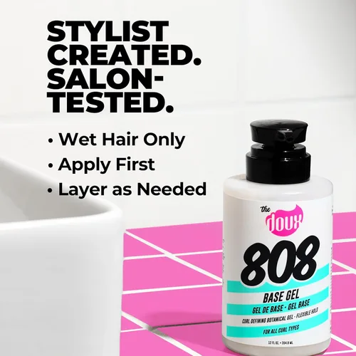Miniatura 7 de The Doux 808 Gel definidor de rizos base para cabello natural, gel de peinado de fijación media con miel, aloe y raíz de malvavisco, potenciador