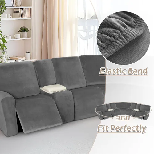 Miniatura 519 de Arfntevss Fundas de sofá seccional reclinable de terciopelo, Funda de sofá seccional de esquina para sofá reclinable, Funda elástica suave