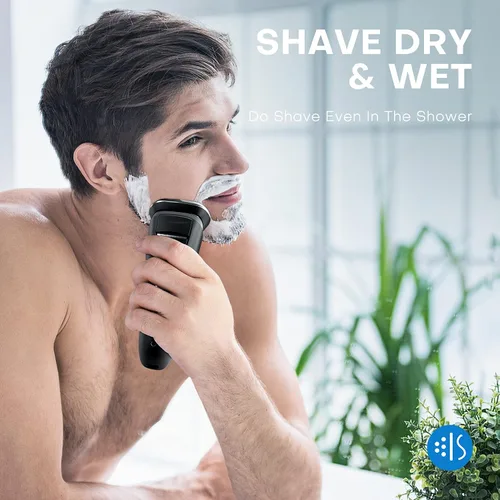 Miniatura 7 de Maquinilla de afeitar eléctrica para hombres, rasuradora eléctrica recargable 3D impermeable IPX7 para hombres húmedos y secos, maquinilla