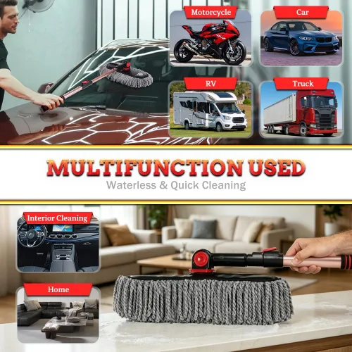 Miniatura 6 de Plumero exterior de coche libre de arañazos – 27-36 pulgadas mango extensible de microfibra cepillo de polvo automático para SUV, RV, camión