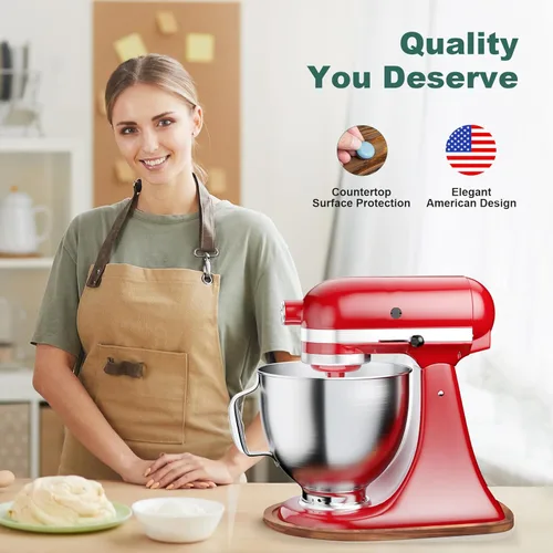 Miniatura 2 de GuanQiao Alfombrilla deslizante de bambú de grado alimenticio para mezclador de cabeza inclinada KitchenAid de 4,5-5 Qt, alfombrilla deslizante