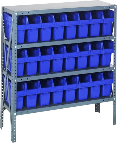 Miniatura 490 de Quantum QSBU-245BK Heavy Duty Shelving Unit with (7) Shelves and (24) QUS245 Black Bins for Garage Warehouse Storage Distribution 400 lb Load