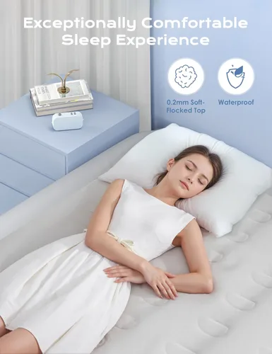 Miniatura 4 de Colchón de aire twin con bomba incorporada elevada, colchón inflable de 18 pulgadas de alto, colchón inflable eléctrico, cama de inflado rápido