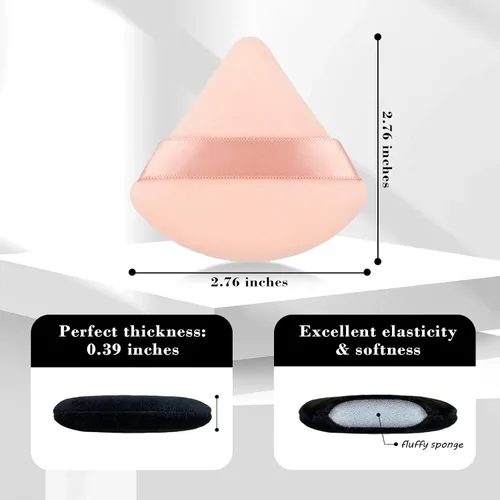 Miniatura 2 de 8 esponjas de maquillaje triangulares para polvo, hechas de terciopelo súper suave, diseñadas para contornear, ojos y esquinas, recipiente de mezcla
