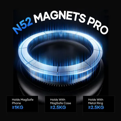 Miniatura 4 de Soporte magnético de teléfono para automóvil Magsafe, giratorio en 360°, ventosa de vacío de 70+libras con nano gel incorporado, soporte magnético