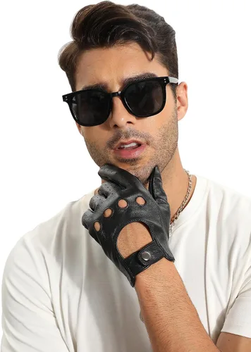 Miniatura 6 de MGGMOKAY Guantes de conducción de cuero con pantalla táctil sin forro para hombre