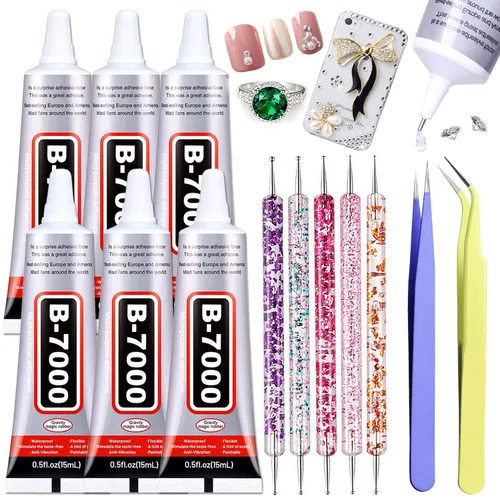Miniatura 9 de 2 unidades de pegamento de diamantes de imitación B7000 de 3.7 fl oz, pegamento B7000 mejorado multifunción adhesivo para joyería para reparación