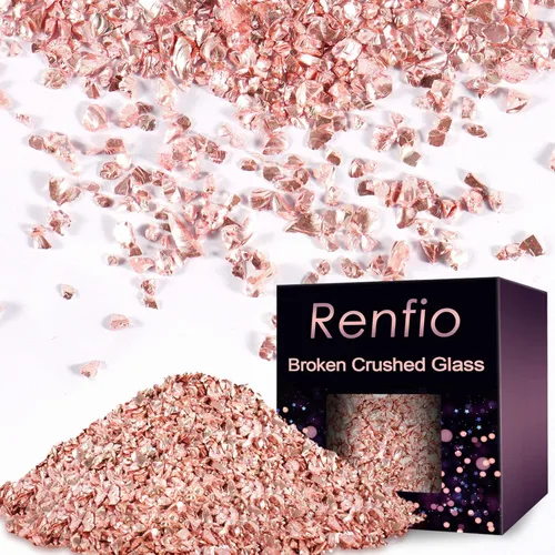 Miniatura 8 de Renfio Fragmentos de purpurina de vidrio triturado roto de 0.079 a 0.157 pulgadas, irregulares, pequeños chips metálicos gruesos, 7 onzas (7.05 oz)