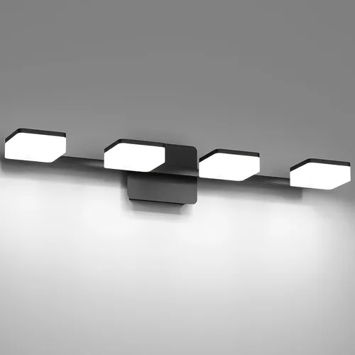Miniatura 9 de 4 lámparas de acrílico para baño, moderna lámpara negra para tocador de baño, accesorios de iluminación de pared negro mate sobre el espejo, luz LED