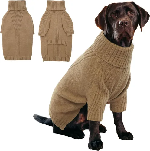 Miniatura 57 de IECOii Suéter extragrande para perro, suéteres térmicos cálidos para perros de raza gigante, ropa de punto, cuello alto de invierno, elástica