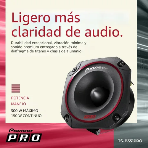 Miniatura 5 de Pioneer Tweeters TS-B351PRO de la serie P.R.O. de 3.5 pulgadas (par) – 250 W máximo, perfecto para construcciones de alto SPL y audio de coche
