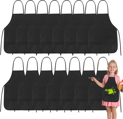 Miniatura 9 de PLULON 8 piezas de delantales para niños, delantales para niños para pintar, delantales de arte para niños, smocks a granel para actividades