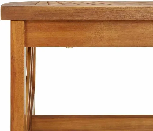Miniatura 6 de Brown Solid Acacia Wood Coffee Table, 19.7x40.2x16.9 inch Rectangular Living Room Table, Oiled Finish Rustic Design, Indoor Outdoor Mesa de Centro