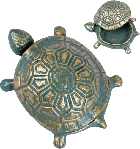 Miniatura 10 de Escondite de llaves de tortuga de hierro fundido para exteriores - Escondite de llaves de repuesto impermeable para esconder una llave