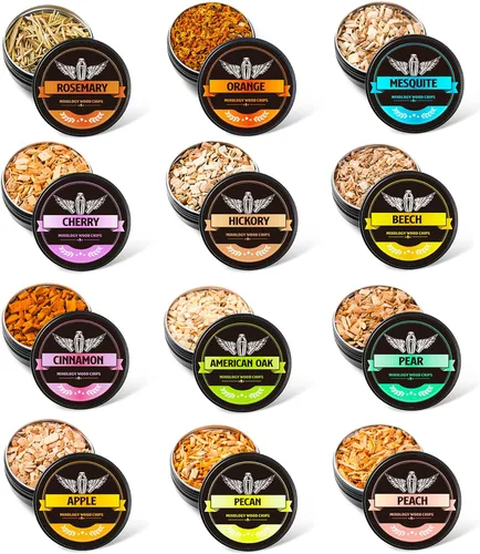 Miniatura 8 de INSISART Chips de madera para ahumar whisky, 6 sabores de manzana, cereza, roble, pera, durazno, nogal, chips naturales para cócteles, anticuado