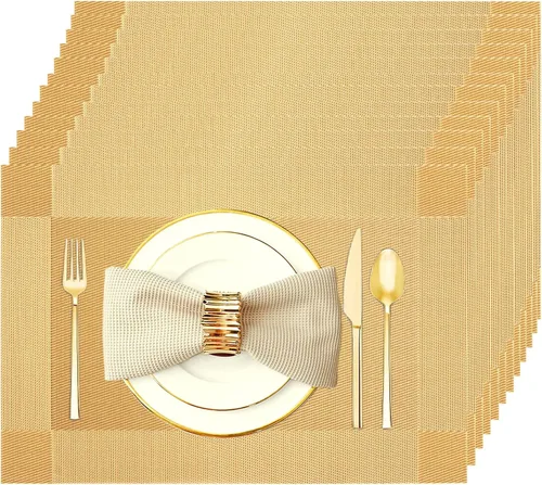 Juego de 12 manteles individuales lavables y limpiables para mesa de comedor, cocina, interior y exterior, manteles individuales resistentes al