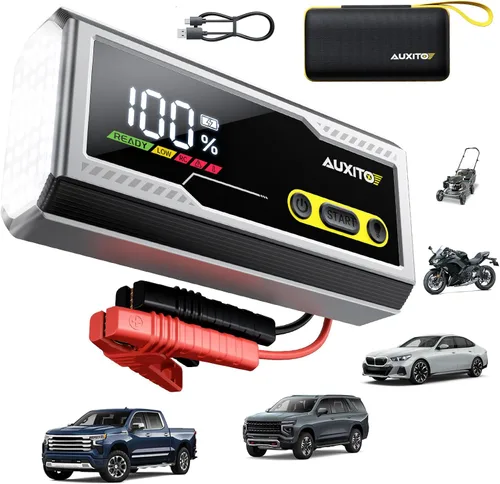 Miniatura 10 de AUXITO Arrancador de 6000A, arrancador de batería de coche de 12V, hasta todos los motores de gasolina y diésel de 12L con pantalla LED, caja