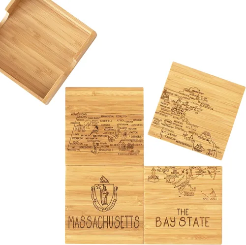 Miniatura 8 de Totally Bamboo California State Puzzle - Juego de posavasos de bambú de 4 piezas con estuche