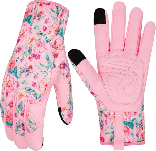 Miniatura 24 de Guantes de Jardinería de Cuero MERTURN para Mujeres, Guantes de Jardín a Prueba de Espinas, Guantes de Trabajo Compatibles con Pantalla Táctil, Azul