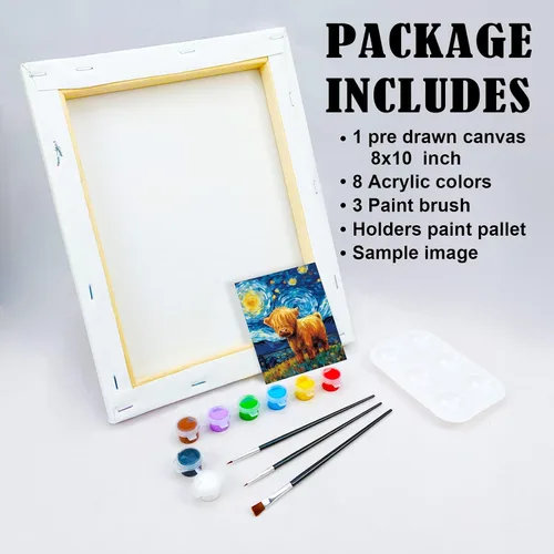 Miniatura 5 de VOCHIC Kit de pintura en lienzo predibujado para pintar para adultos, kits de fiesta, pintura y sorbo, suministros de fiesta, lienzo de 8 x 10