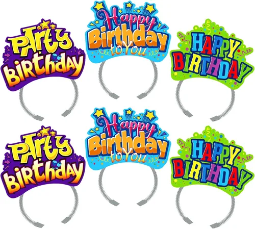 Miniatura 10 de KKBES Diademas de feliz cumpleaños, sombreros de papel para fiesta de cumpleaños, 3 patrones para niños y adultos que celebran cumpleaños
