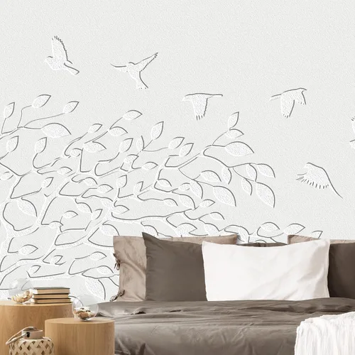 Miniatura 17 de NWT Calcomanía removible de pared/mural blanco pastel azul margarita, naturaleza, desierto, arte digital, arte moderno, decorativo, floral