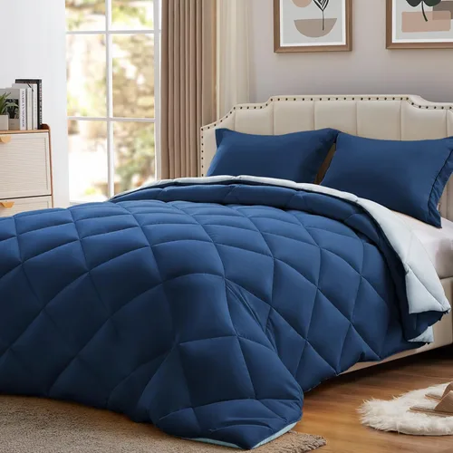 Miniatura 12 de NexHome - Juego de edredón individual Sage & Beige, juego de edredón reversible de 2 piezas, ligero, de plumón alternativo, juego de ropa de cama