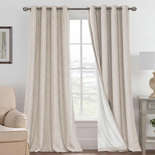 Miniatura 241 de H.VERSAILTEX Cortinas opacas de lino de 72 pulgadas de largo, 100% absolutamente opacas, con aislamiento térmico, con textura de lino, cortinas
