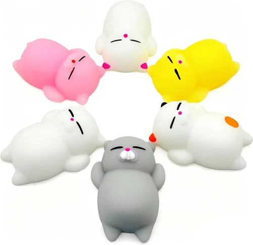 Miniatura 7 de 4 piezas de juguetes blandos Jumbo Glitter Mochi para niños, juguetes Kawaii, juguetes sensoriales de animales marinos para premios de clase