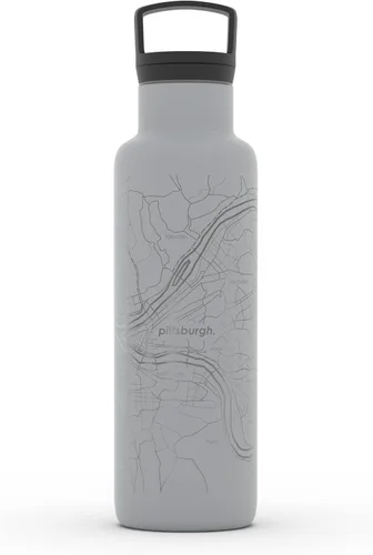 Miniatura 28 de Well Told Botella de agua aislada con mapa de Washington DC grabado, botella de acero inoxidable grabada (21 onzas, blanco) botella aislada de mapa