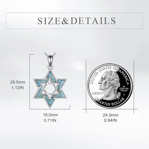 Miniatura 4 de CRMAD Collar de plata de ley con cruz de David, símbolo de paz, urnas, árbol de la vida, concha de abulón, joyería judía para mujeres y hombres