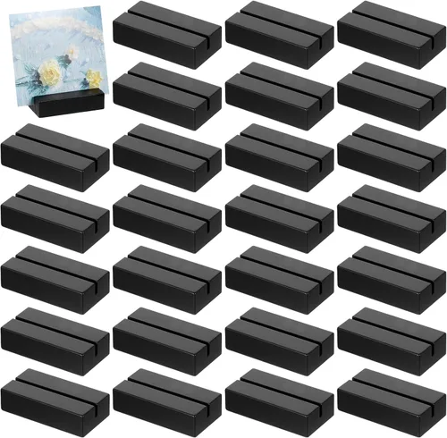 Giantree 24 soportes para tarjetas de lugar de madera negra, soporte para números de mesa, soporte para tarjetas de nombre, exhibición de fotos para