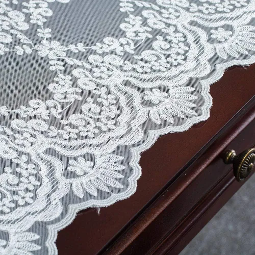 Miniatura 6 de ARTABLE Camino de mesa rectangular bordado de macramé de encaje con exquisito estilo vintage desgastado chic para mesas largas de cena de boda