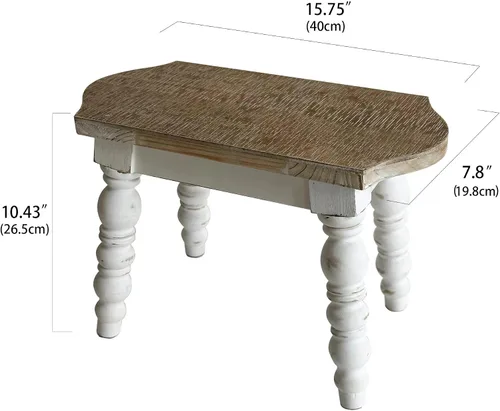 Miniatura 3 de dwellington Taburete de madera para baño, taburete de madera para adultos y niños, soporte para plantas de cocina Blanco Cal