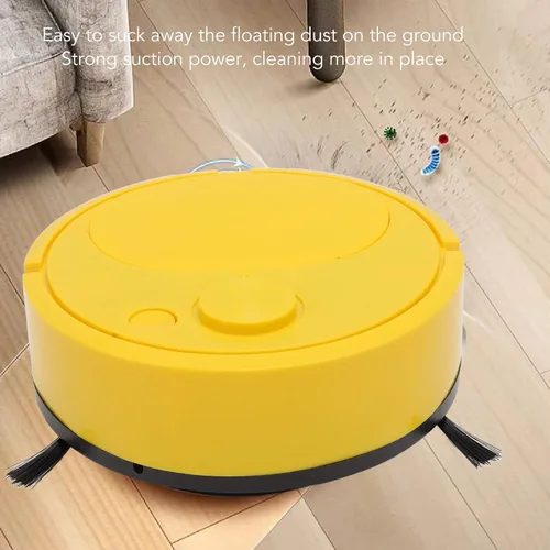 Miniatura 3 de Robot aspirador, multifuncional carga USB, mini robot de barrido al vacío para suelos de madera, azulejos y alfombras (amarillo)