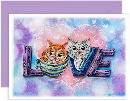 Tarjeta del día de San Valentín, divertida tarjeta de felicitación de amor de gato, tarjetas de gato, tarjeta romántica de 5 x 7 pulgadas para