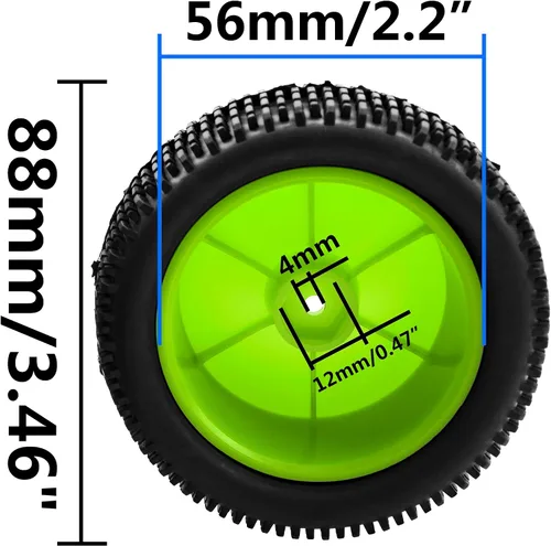 Miniatura 6 de Neumático de goma de 88mm/3.46" para rueda delantera y trasera y llantas de rueda de plástico con cubo de 12mm Hex Compatible con Redcat Tornado