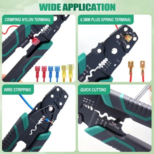 Miniatura 6 de Twidec/Herramienta de crimpado de alambre con pelacables y cortador, alicates de crimpado multifuncionales, alicates de terminal para conectores