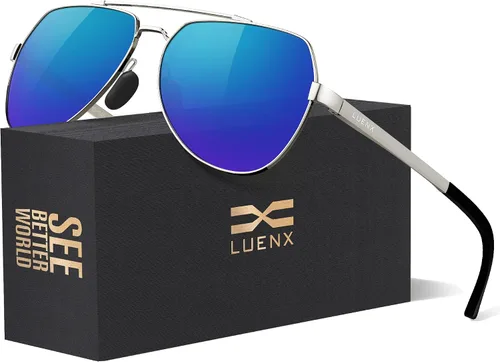 Miniatura 2 de Lentes para aviador Luenx polarizados para hombres y mujeres con armazón de metal grande protección UV 400