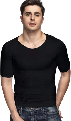 Miniatura 2 de Odoland 3 Pack Men's Body Shaper Slimming Shirt Tummy Vest Thermal Compression Base Layer Slim Muscle Short Sleeve Shapewear